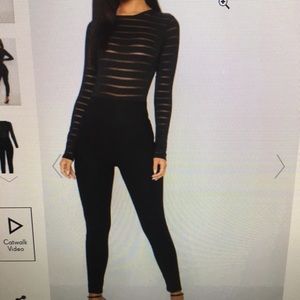 Black burn out mesh jumpsuit